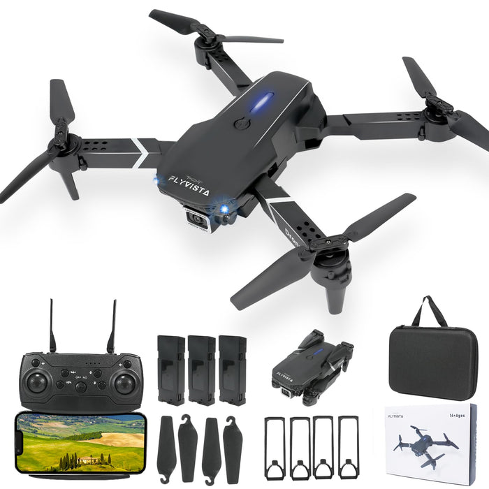 FLYVISTA Mini Drone with Camera for s Kids, 1080P WiFi FPV Camera Drone with 3 Batteries, OneClick Take OffLanding, Altitu