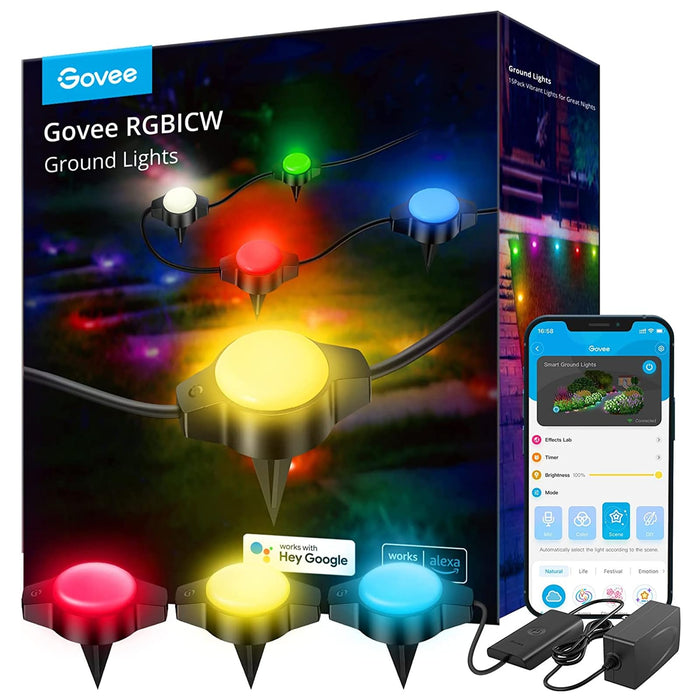 Govee Outdoor Ground Lights, Halloween Outdoor Decoration, IP67 Low Voltage Pathway Lights 36ft, RGBIC with Warm White, 15 Pack, App Control Walkway Lights with 43 Scene Modes, Sync with Music, 80 LM