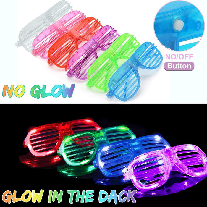 iGeeKid 24 Pack LED Glassses Light Up Party Glassses Glow In The Dark Party Supplies Shutter Shades Neon Flashing Glassses arnival
