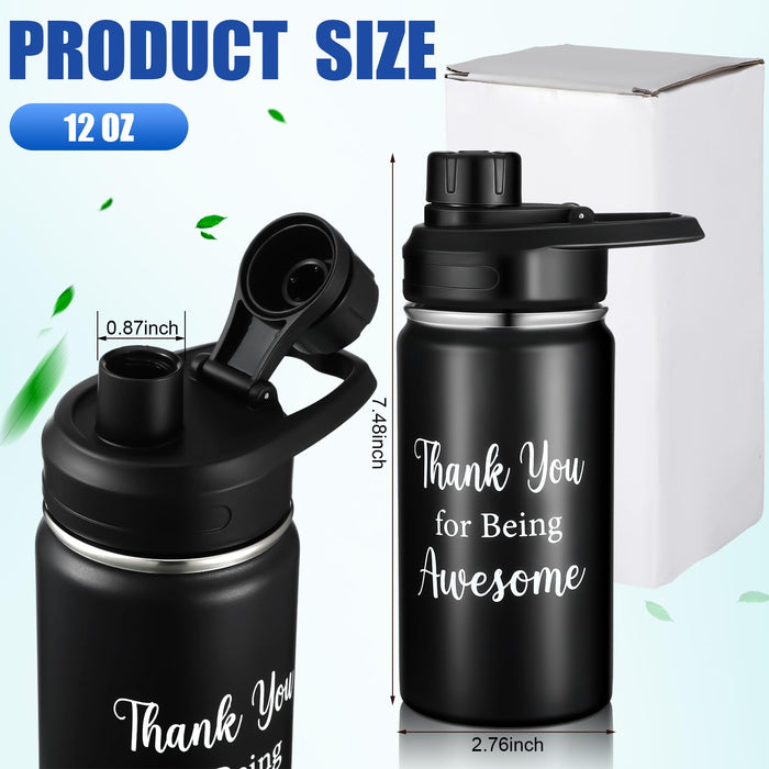 Uniqus 8 Pcs 12 oz Small Water Bottles Stainless Steel Vacuum Insulated Water Bottles Bulk Thank You for Being Awesome Reusable