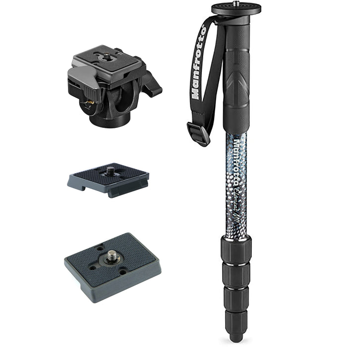 Manfrotto Element MII 5Section Monopod Black Manfrotto 234RC Monopod Swivel Head Bundled with A ZAYKiR Quick Release Plate