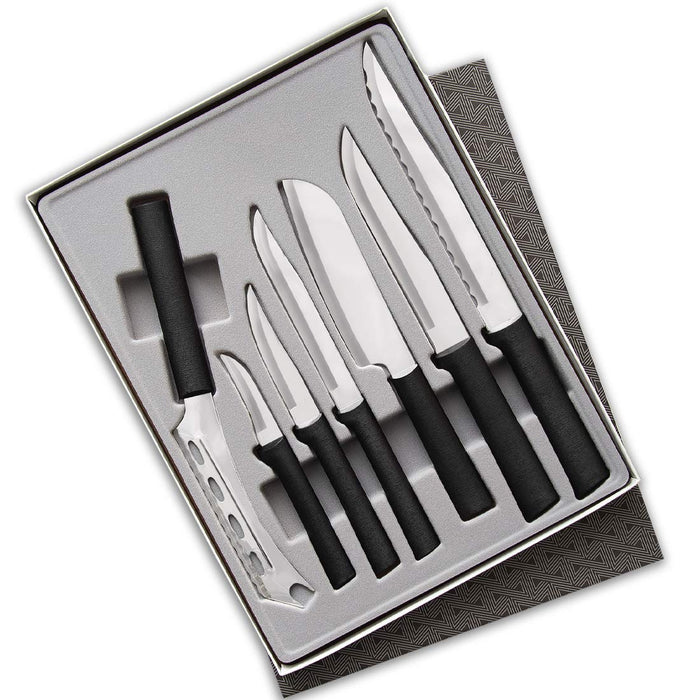 Rada Cutlery Knives  Set Stainless Steel Blades Steel Resin, Set Of 7, 11 1/4 Inches, Black Handle