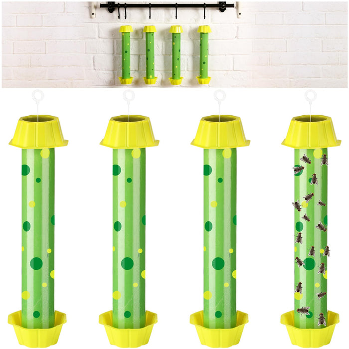 Qualirey 4 Pcs Sticky Fly Trap Fly Stick with Hanging Hook Adhesive Mosquito Catcher for Indoor Outdoor Trap Houseflies and Flyin