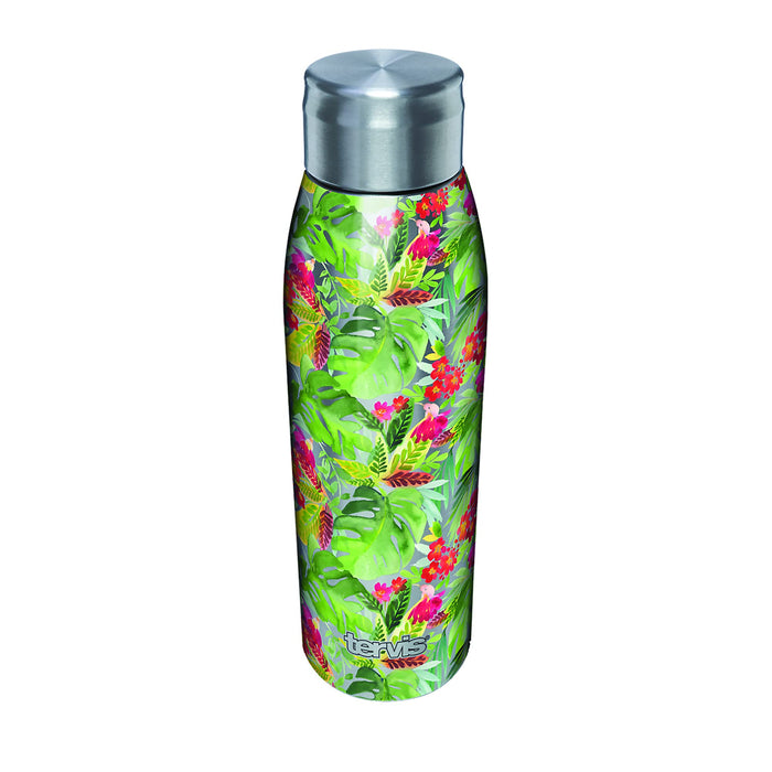 Tervis Yao Cheng Tropical Bloom Triple Walled Insulated Tumbler Cup Keeps Drinks Cold Hot, 17oz Water Bottle, Stainless Steel