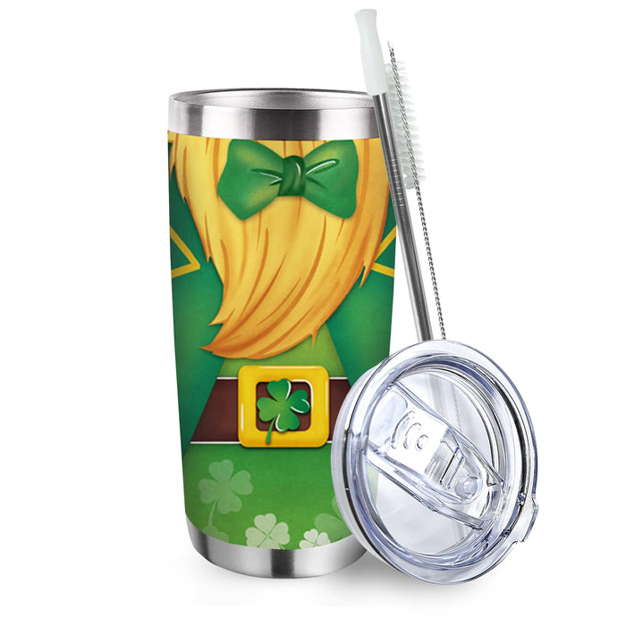Uniqus Leprechaun Shamrock Clover Tumbler with Lid and Straw, St Patricks Day s for Women, Inspirational Quote Stainless