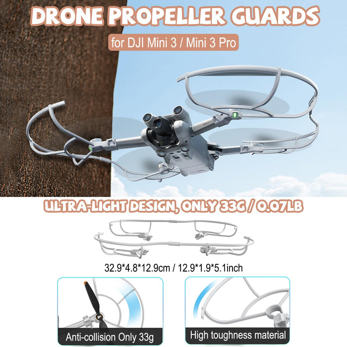 Uniqus Mini 3 Mini 3 Pro Propeller Guard + Foldable Landing Gear + Portable Propeller Holder + 8 Pcs Low Noise Propellers
