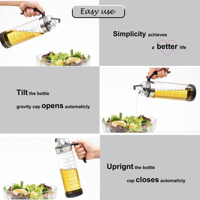 CHEFTOON Olive Oil Dispenser Bottle, Auto Flip bottles for kitchen, 18 OZ with Leakproof Cap, Easy Clean and vinegar dispenser