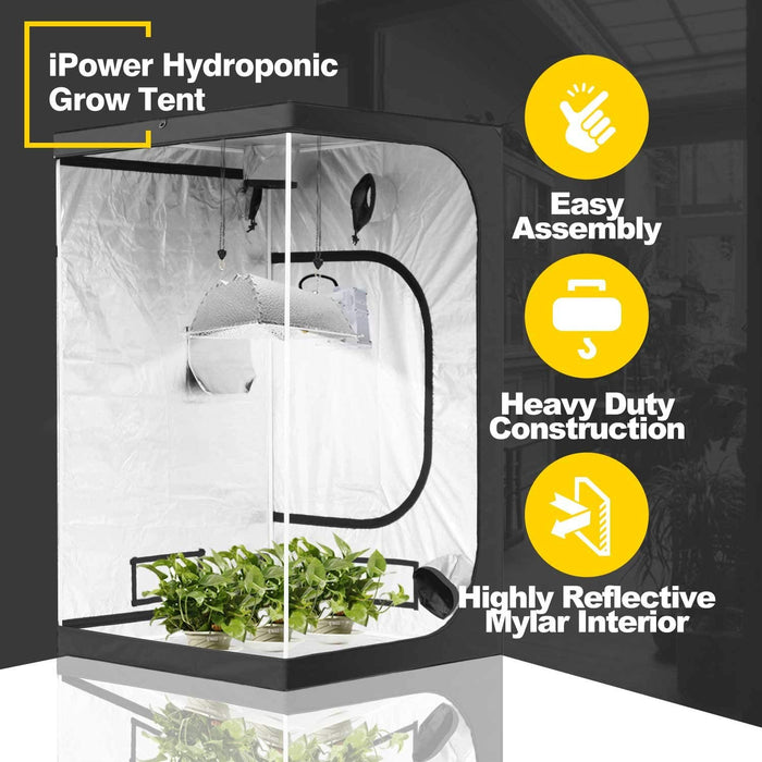 Uniqus GLTENTM1PKIT Hydroponic 48x48x78 with Observation Window and Removable Floor Tray for Indoor Seedling Plant, Grow Tent