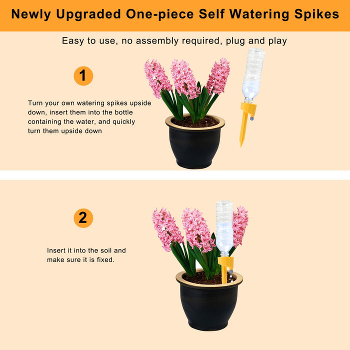 Ohayooz Updated Design Self Watering Spikes, Auto Plant Watering Devices with Adjustable Drip Valve, Bevel Dual Runner Spouts