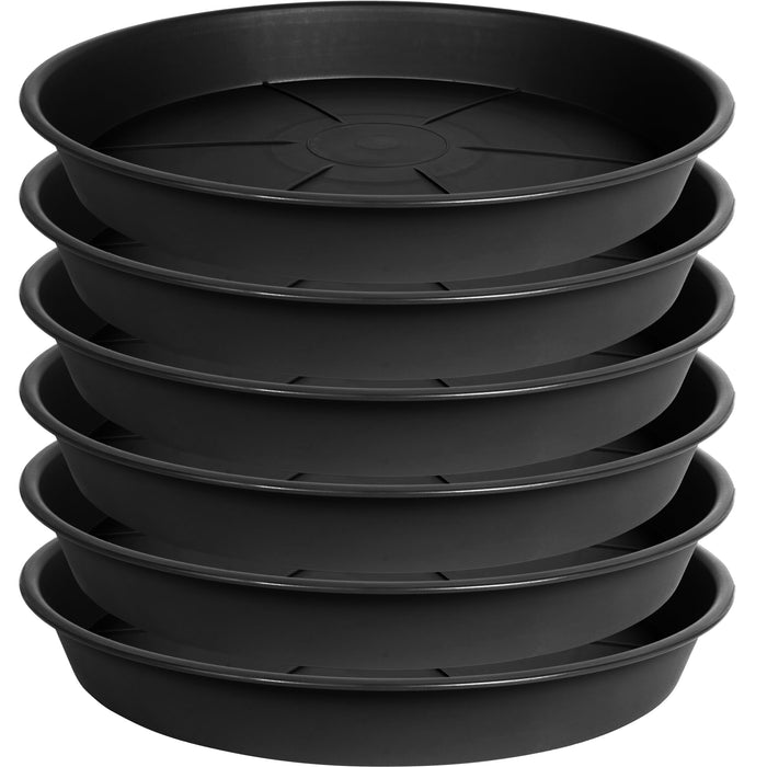 OVZILKI 6 Pack of Plant Saucer Tray 4 6 8 10 12 14 17 19 22 25 inch, Heavy Duty Plastic Pot Plant Drip Trays Saucers