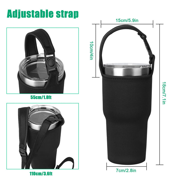 4 Packs 30oz Tumbler Carrier Holder Pouch with Shoulder Strap, Fit for YETI, Rtic, Atlin, Ozark Trail, Rambler 30 oz Insulated