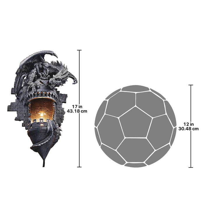 Design Toscano Cl4387 Dragon'S Castle Lair Electric Wall Sconce Light Fixture, Grey Stone