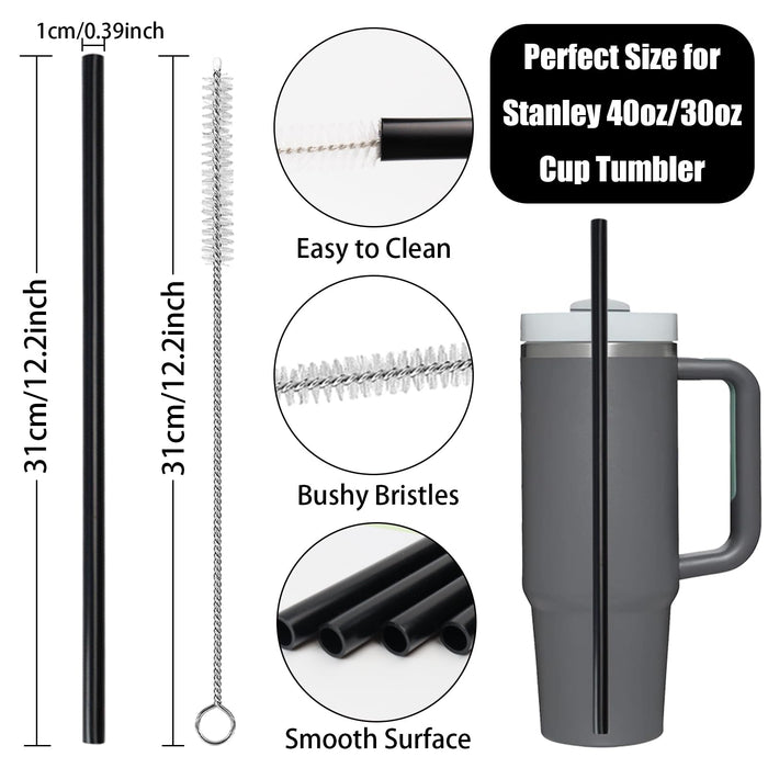 Straw Compatible with 40 oz 30 oz Stanley Cup, 10 Pack BPA Free Reusable Straws for Tumblers with handle,Extra Long