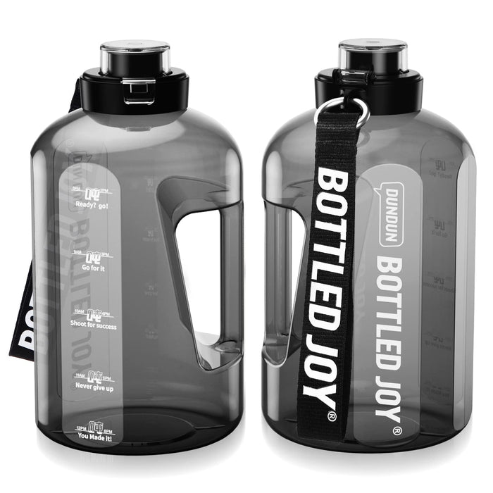DUNDUN BOTTLED JOY, 32 oz water bottles,BPAFree Plastic Water Bottles with Times to Drink, FoodSafe Jug with Handle, Ensure