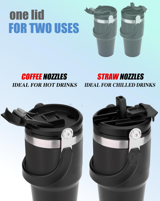 20 oz Tumbler with Handle, Insulated Tumbler with 2in1 Lid and Straw, Stainless Steel Vacuum Insulated Iced Coffee Tumbler Cup