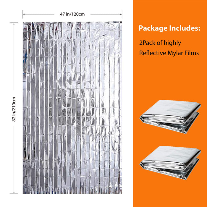NAVAdeal 2 Pack Silver Highly Reflective Mylar Films, 82x 47Inch, Metallized Foil Covering Sheet, Garden Greenhouse Farming, Incr