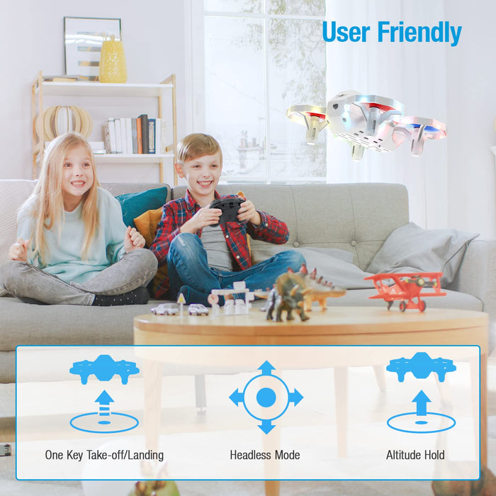 Easy Drone for Kids, RC Mini Drone for Beginners with LED Light, RC Quadcopter Indoor with Various Speed Mode, Altitude Hold, 3D