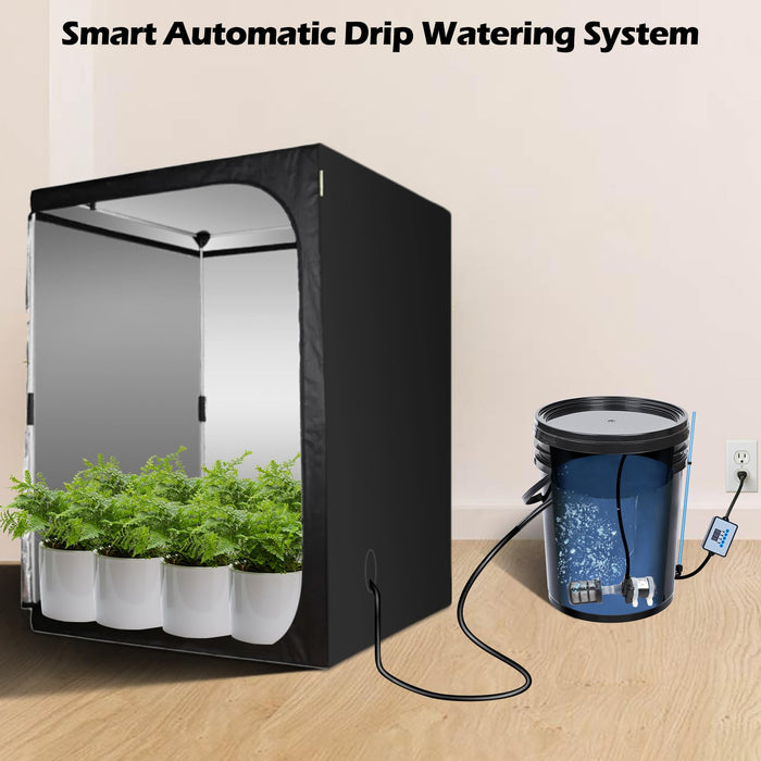Automatic Drip Irrigation System Kits with 5 Gal Reservoir, Timer, Water Pump,12 Drip Emitters, 65.6FT20M Drip Tubes Smart Autom