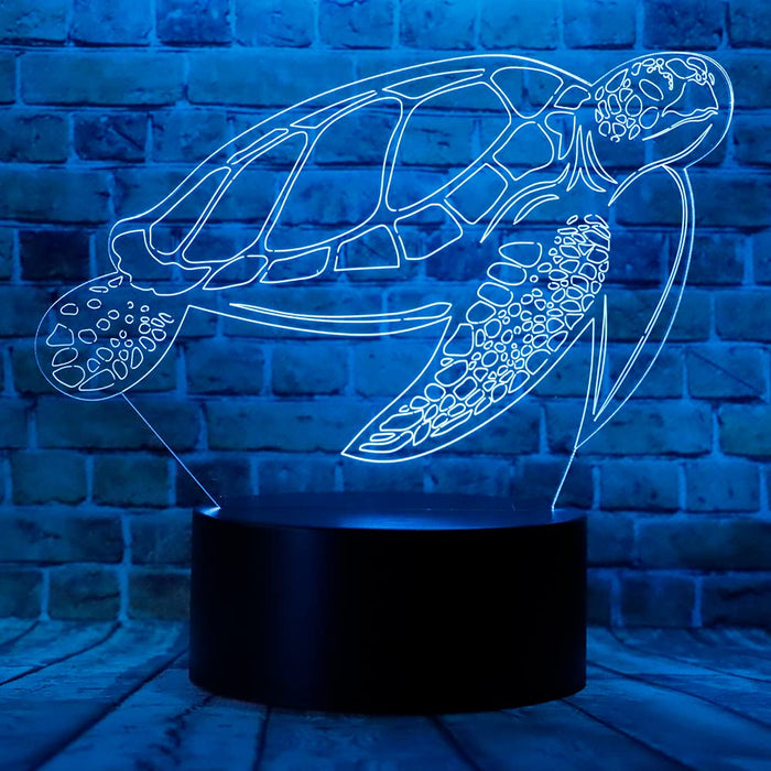 Bantogogo Cartoon Animals Ocean Sea Turtle Anime Figure 3D Visual Led Bedroom Decor Table Lamp With Remote 7 Colors Sleeping Nigh