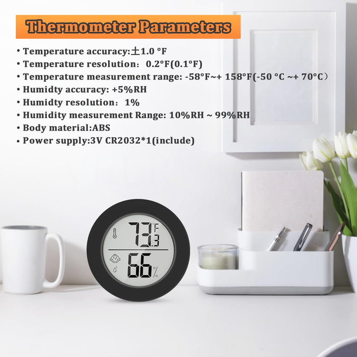 Thlevel 2 Pack Mini Digital Thermometer Hygrometer, LCD Indoor Room Thermometer Temperature Gauge Reptile Humidity Meter Monitor