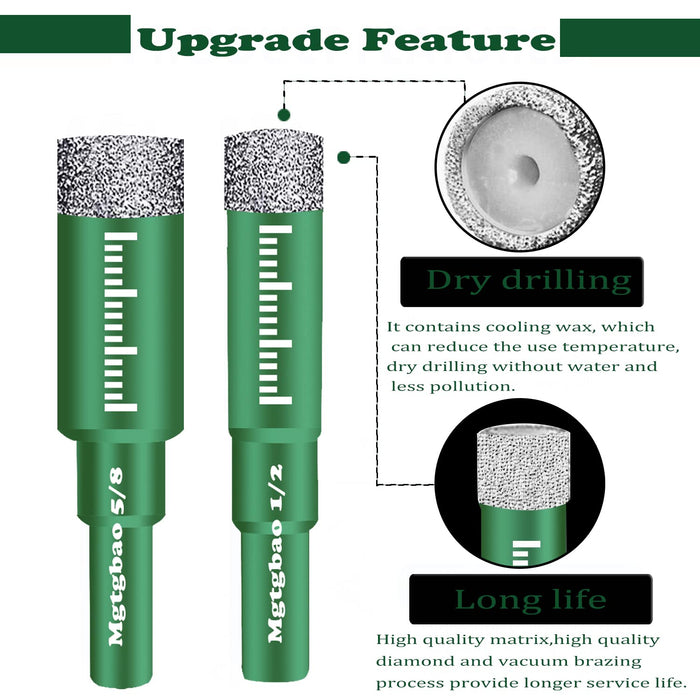 Mgtgbao 10Pcs 5Mm 316 Inch Green Ceramic Tile Drill Bit, Dry Diamond Drill Bits Set For Many Hard Materials Granite Marble Tile