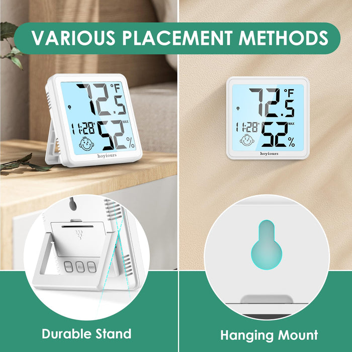 hoyiours Indoor Thermometer for Room Temperature, Hygrometer Indoor Humidity Meter, Digital Room Thermometer with 5s Refresh