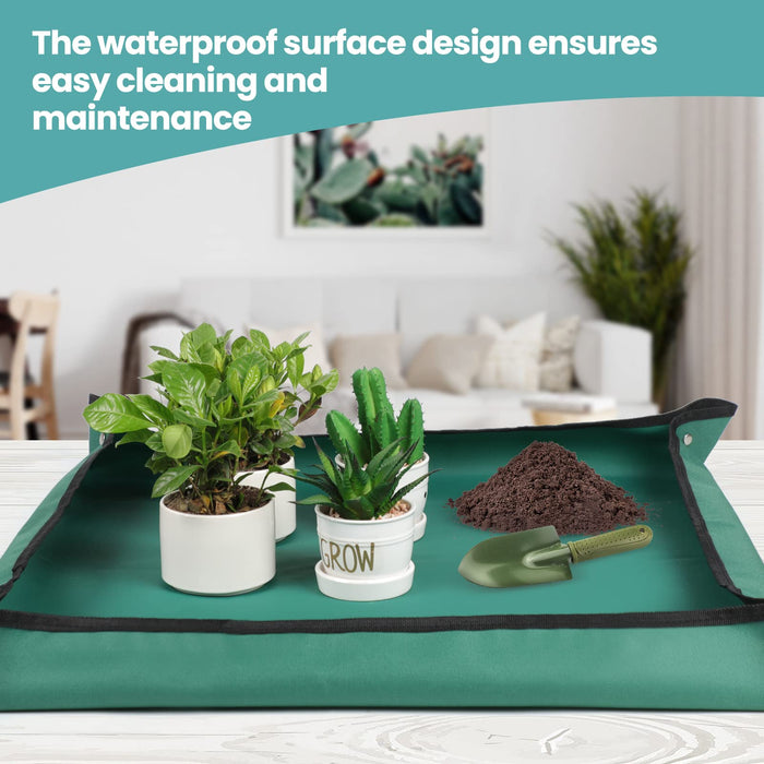 Repotting Mat for Indoor Plants, 29x 29 Waterproof Oxford Fabric Plant Mat for Mess Control and Transplanting, Foldable Portabl