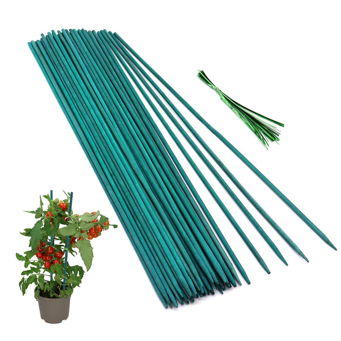 50 Pcs Plant Sticks Green Plant Stakes, Plant Support Garden Stakes for Indoor and Outdoor Plants, GAGINANG Sturdy Garden Wood