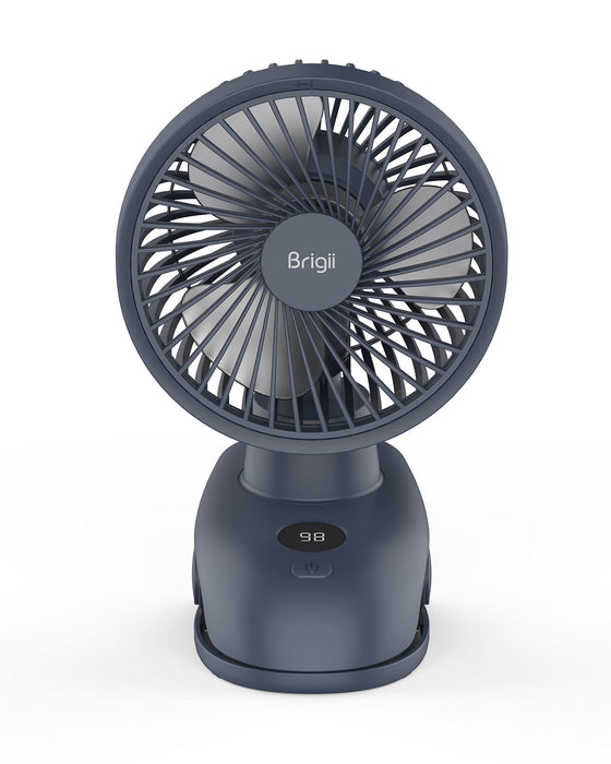 Brigii DeskClip Fan, 14H Long Battery Life, Battery Level Display, 5 INCH Small Fan, 4Speed, TypeC RechargeablePF01Blue