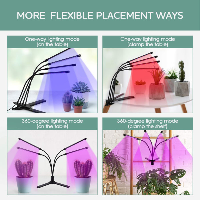 360° Grow Light for Indoor Plants Gooseneck Full Spectrum Growing Lamp Strip w 3 Modes 9 Dimmable Brightness 3912 H Timer