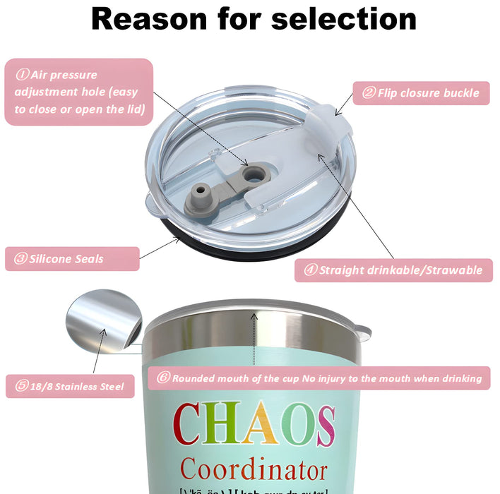 Chaos Coordinator Tumbler Mug Unique Office s for Friends, Assistant, Coworker, Teacher, Farewell s for Boss, Birthday
