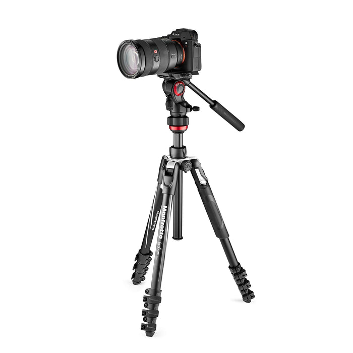 Manfrotto Befree Live, Travel Video Tripod with Video Camera Head and Lever Closure, Aluminum Tripod for DSLR, Mirrorless, Reflex