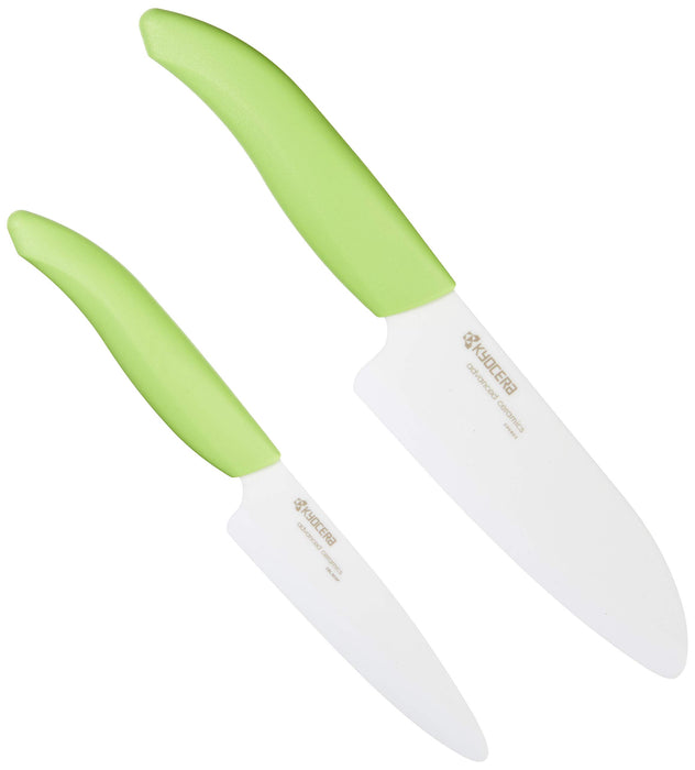 Kyocera Revolution 2Piece Ceramic Knife Set: Chef Knife For Your Cooking Needs, 5.5 Santoku And 4.5 Utility Knife, White Blades
