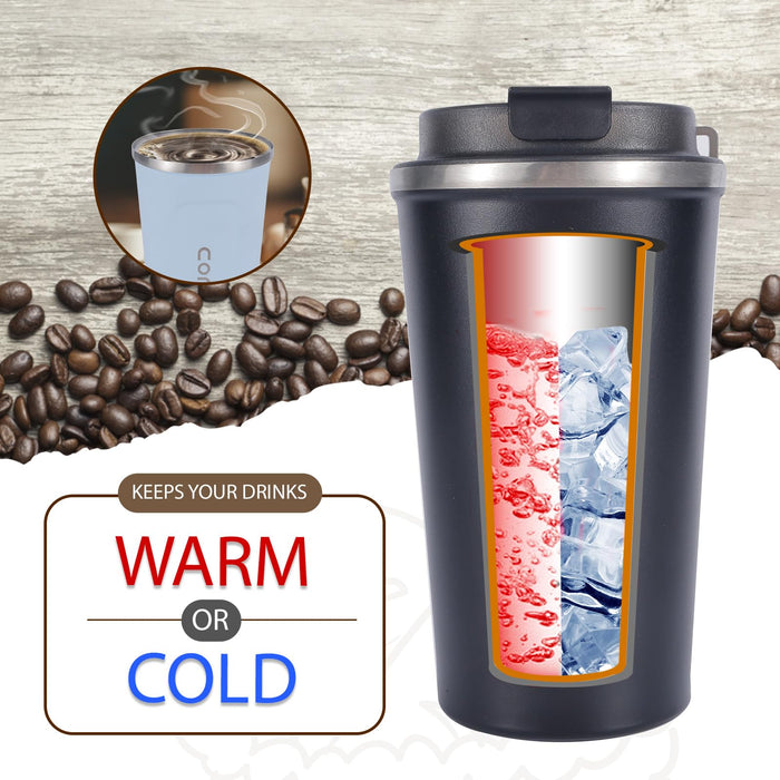 Travel Coffee Mug Spill Proof 16oz, Insulated Coffee Mug to Go, Thermo Hot Coffee Tumbler, Reusable Coffee Travel Mug with Seal