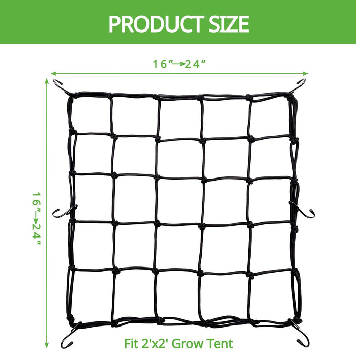 2x2 Trellis Net for Grow Tent, Flexible Grow Tent Netting Small Squares, 2 Pack Elastic Trellis Netting Plant Net Scrog Support