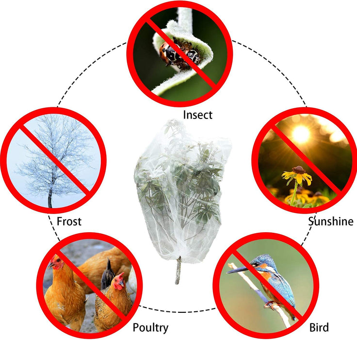 Alpurple Insect Bird Barrier Netting Mesh with Drawstring Garden Bug Netting Plant Cover for Protect Plant Fruits Flower