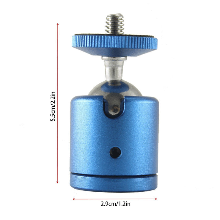Exmax Mini Ball Head Aluminum Alloy Tripod Ball Head With 14 Screw Thread Base Mount 360 Degree Rotatable For Monopods Dslr Cameras Htc Vive Camcorder Light Stand Ring Light Max. Load 4.4Lbs Blue