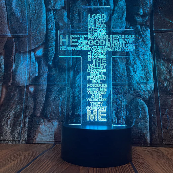 Jesus Cross 3D Christ Led Optical Illusion Bedroom Decor Table Lamp With Remote 7 Colors The Lord Sleep Night Light Birthday Xmas