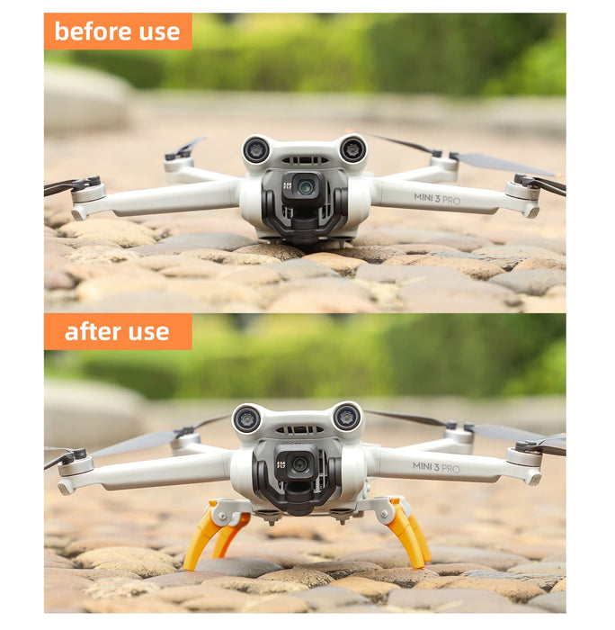Anbee Mini 3 Pro Drone Landing Gear, Foldable Height Extension Feet Pack for DJI Mini 3 Pro RC Quadcopter Orange + Grey