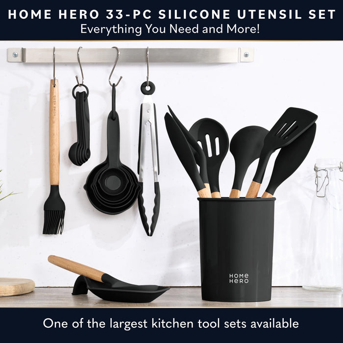 Home Hero 7Pcs Kitchen Knife Set + 33Pcs Silicone Utensils Set