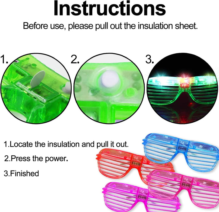 iGeeKid 24 Pack LED Glassses Light Up Party Glassses Glow In The Dark Party Supplies Shutter Shades Neon Flashing Glassses arnival