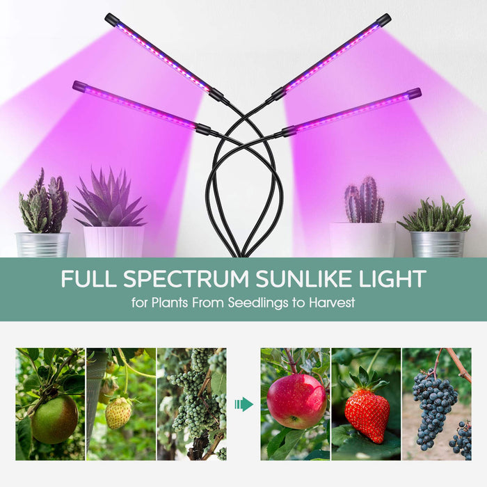 360° Grow Light for Indoor Plants Gooseneck Full Spectrum Growing Lamp Strip w 3 Modes 9 Dimmable Brightness 3912 H Timer