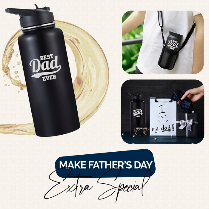 Best Dad Ever s Water Bottle 32oz Best Dad Tumbler s from Daughter, Insulated Water Bottles for Dad, Dad
