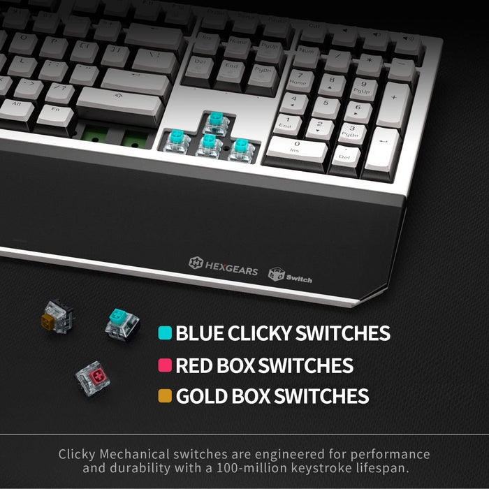 Hexgears X5 Wireless Mechanical Keyboard with Kaihl Box Switch, Panda Computer Keyboard for Gaming, Typing, Ergonomic 100 Typewr