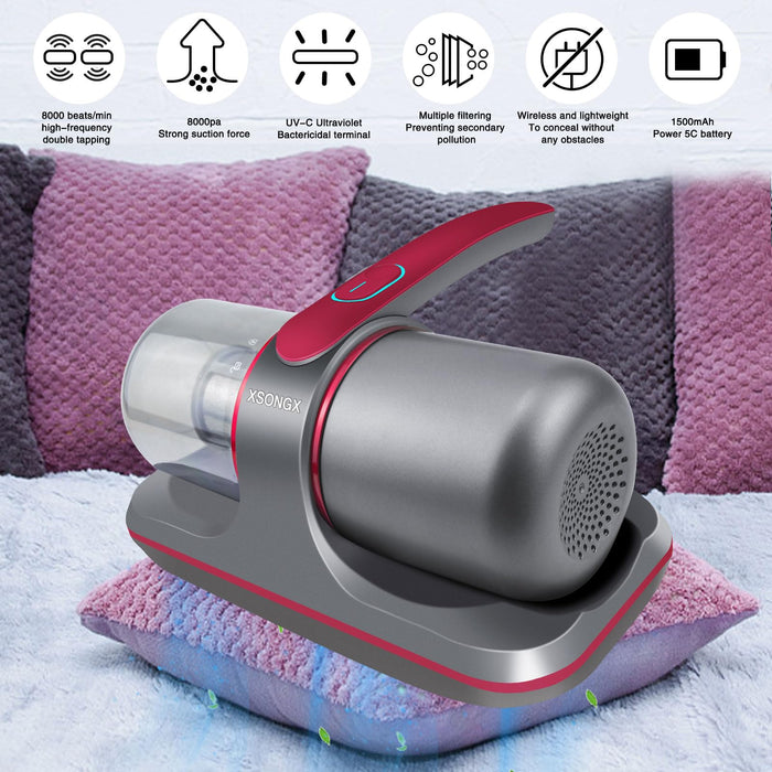Blue Ultraviolet Cleaner，Bed Vacuum Cleaner Cordless, UV Mattress Vacuum Cleaner, Handheld Couch Cleaner Machine Deep Cleaner
