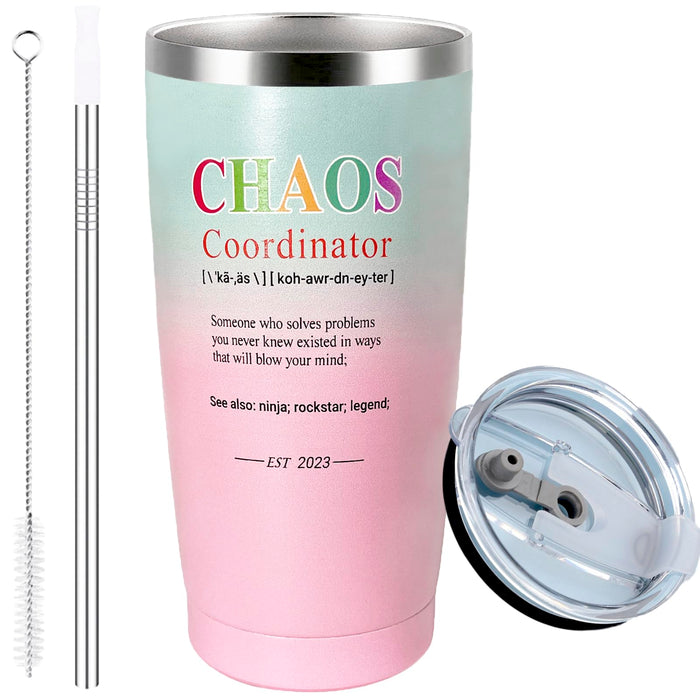 Chaos Coordinator Tumbler Mug Unique Office s for Friends, Assistant, Coworker, Teacher, Farewell s for Boss, Birthday