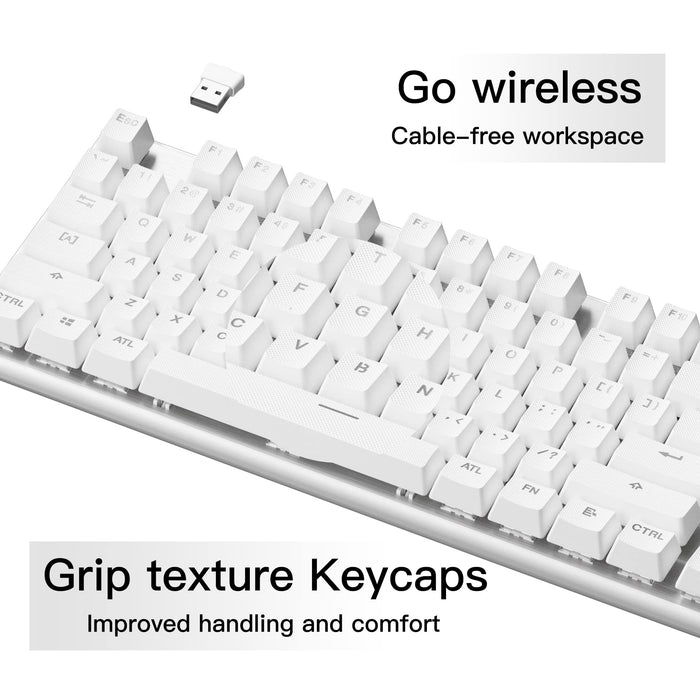 Hexgears G5 2.4G Wireless Mechanical Keyboard 104 Key， Wireless and TypeC Wired Connection, 100 FullSize, Blue LED Backlit
