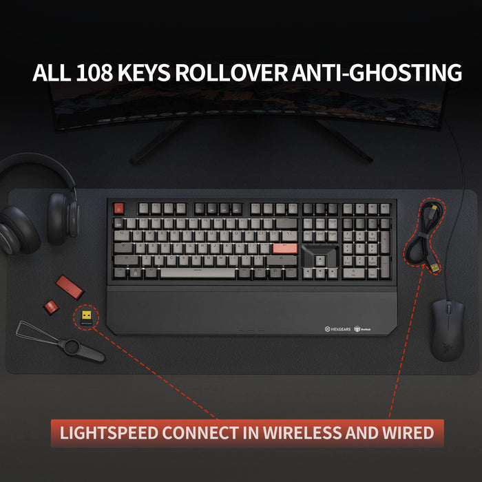 Hexgears X5 Wireless Mechanical Keyboard with Kailh Box Blue Switch, Dark Knight Computer Keyboard for Gaming, Typing