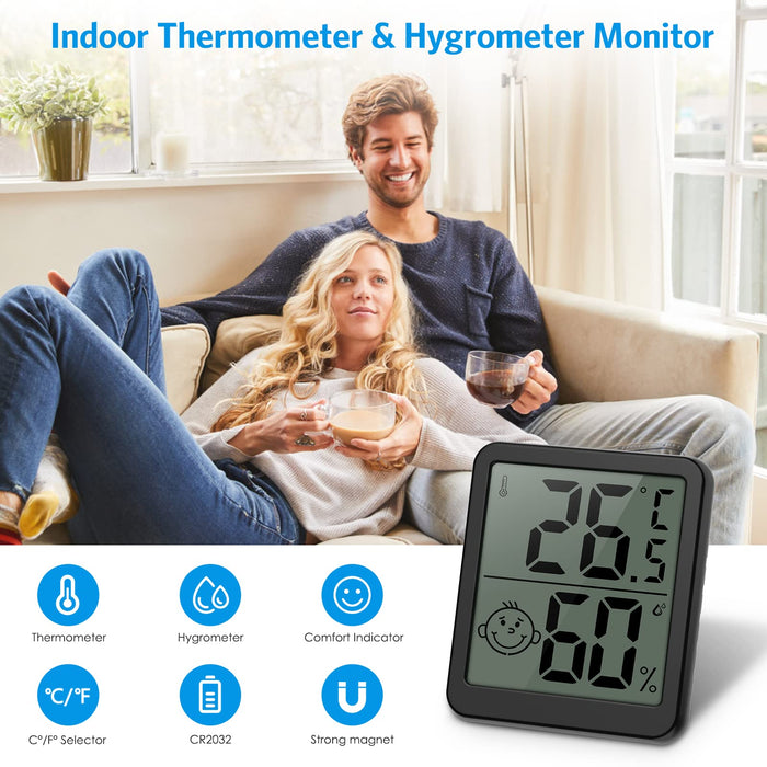 AMIR Digital Hygrometer Indoor Thermometer 2 Pack Room Thermometer with 5s Fast Refresh, Accurate Humidity Gauge, Mini Hygromete