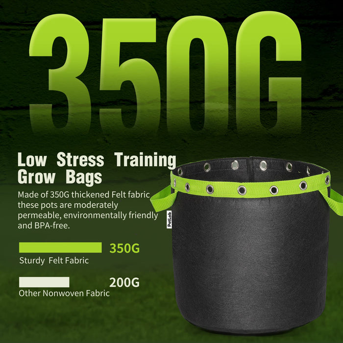 POTLAB 5 Gallon Low Stress Training Grow Bags 5PCS Including 100Ft Twist tie, 5 Gallon Fabric Grow Pots